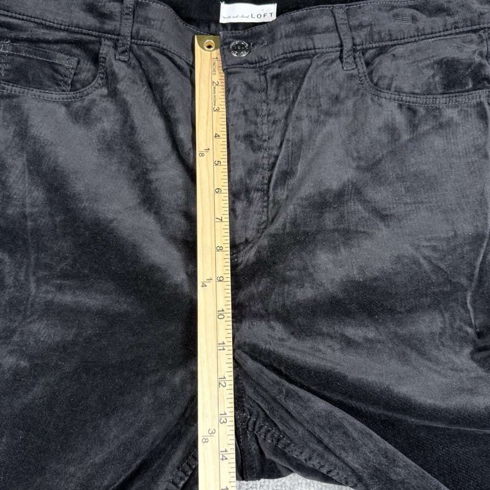 Loft Pants Women's 18 Black Velvet Velour Straight Leg Stretch Modern High Rise - Picture 6 of 10